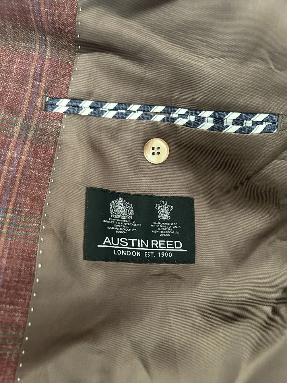 Austin Reed London Men’s 50R Wool Silk Linen Plaid Sport Coat Blazer